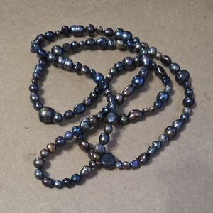 Black Iridescent Freshwater Pearl Necklace